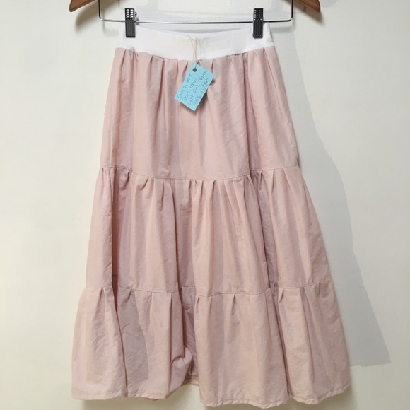 Skirt Girls M 8 100% Cotton Pink Ruffle Tier Maxi Bohemian Mom and Pop's Kids - Picture 1 of 9